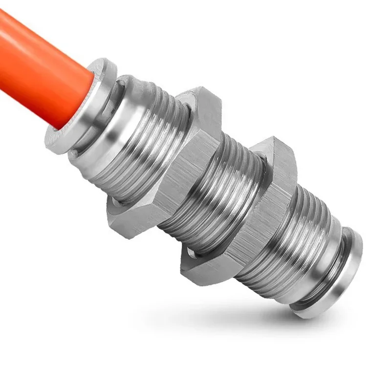 304 Stainless Steel Pneumatic Connector PM Partition Metal Quick Coupling Plug 4 6 8 10 12 16mm Trachea Connector 10PCS