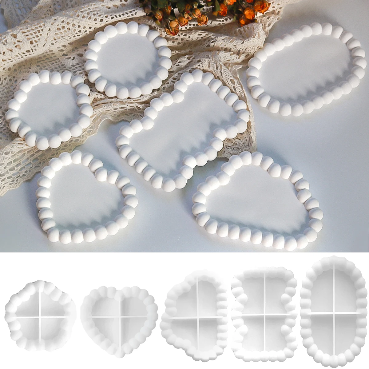 Silicone Mold for Creative DIY Casting - Round, Flower, Cloud, Heart Shapes for Coasters & Home Decor