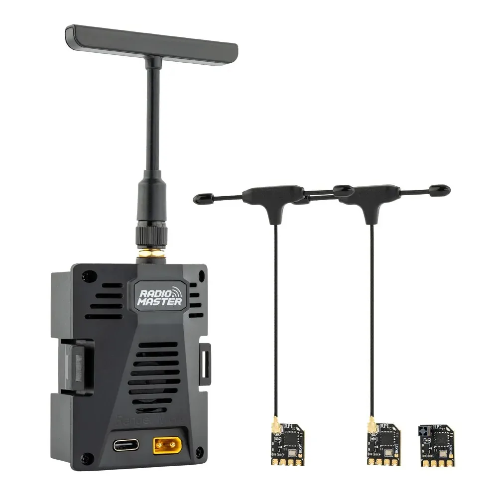 Module ELRS Ranger Micro 2.4 GHz RadioMaster fixé sur une radio, illustrant la transition vers ELRS sans changer de radio.