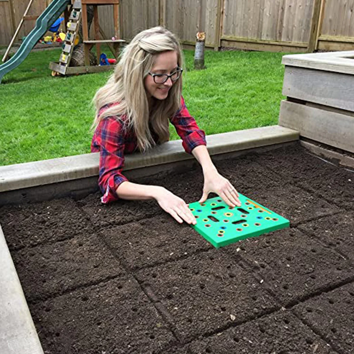 30 X 30cm Seed Sower Balcony Garden Template Square Gardening Seedling Spacer Tool With Funnel for Balcony Garden Planting 4 | 30 X 30cm Seed Sower Balcony Garden Template Square Gardening Seedling Spacer Tool With Funnel for Balcony Garden Planting 4