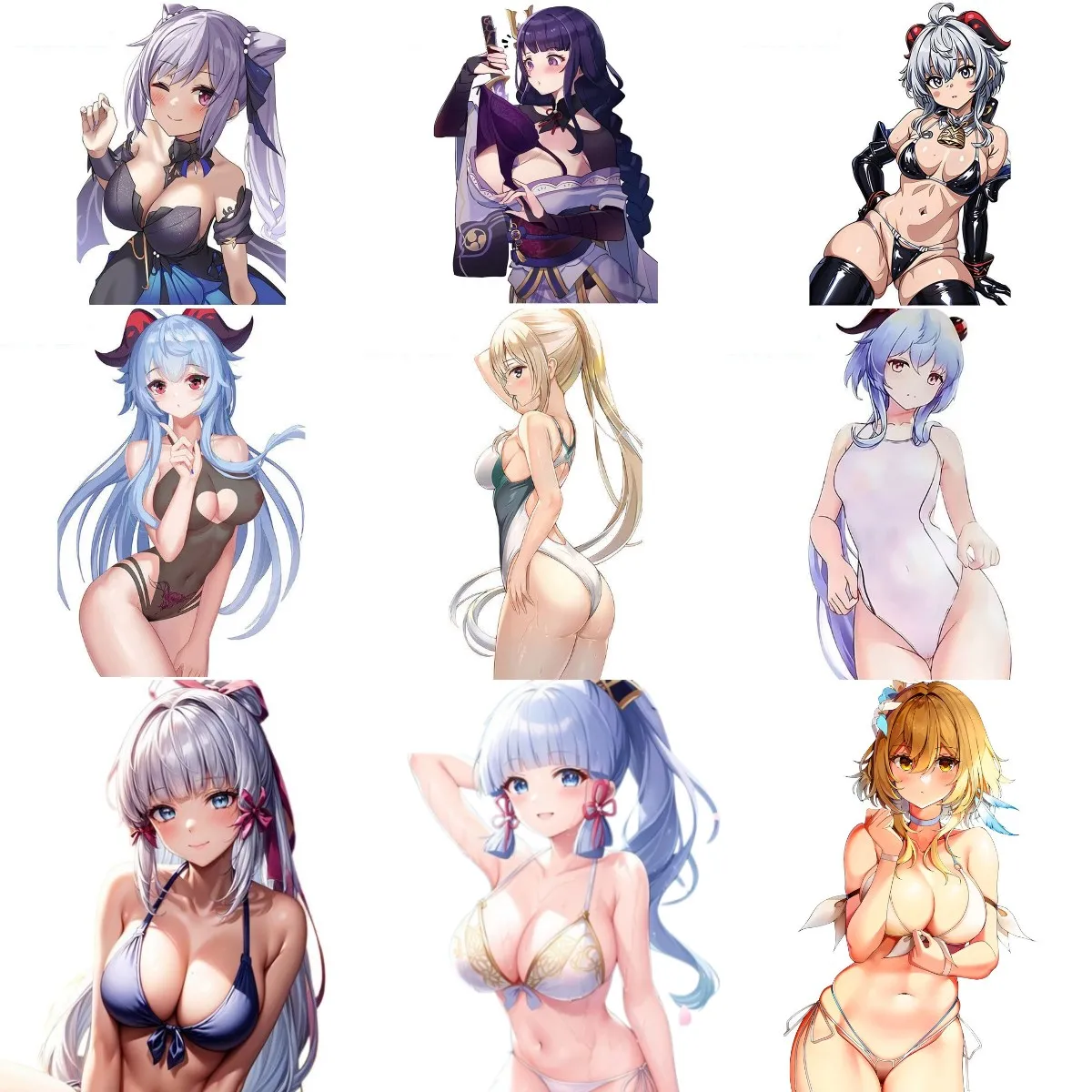

Genshin Impact Sexy Ganyu Ayaka PVC Stickers for Truck Table Motorcycle Off-road Car Bicycle Wall Room Door Helmet Camper Decal