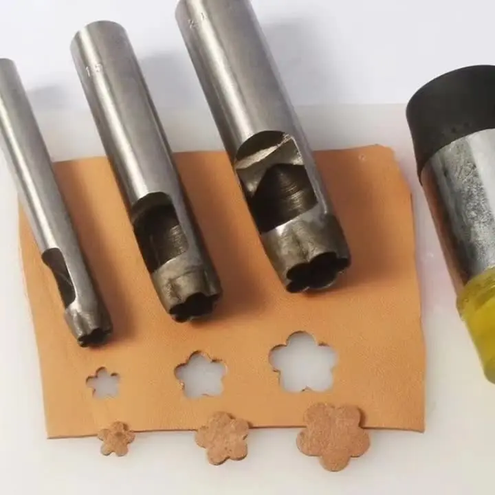 DIY Deri Kesme Kalıbı Çiçek Şekli Deri Delik Delme Aleti El Aletleri Deri İşleme Deri Sanatı Demir Kalıp Keski
