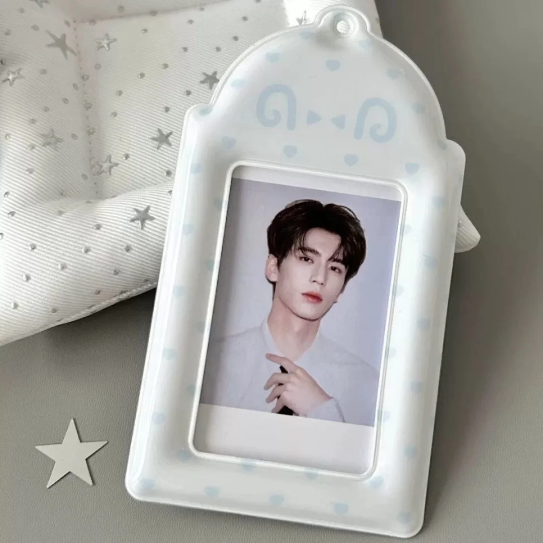 Compact 3-Inch Photocard Holder with Emoticon Charm - Ideal for Campus and Transit Cards
