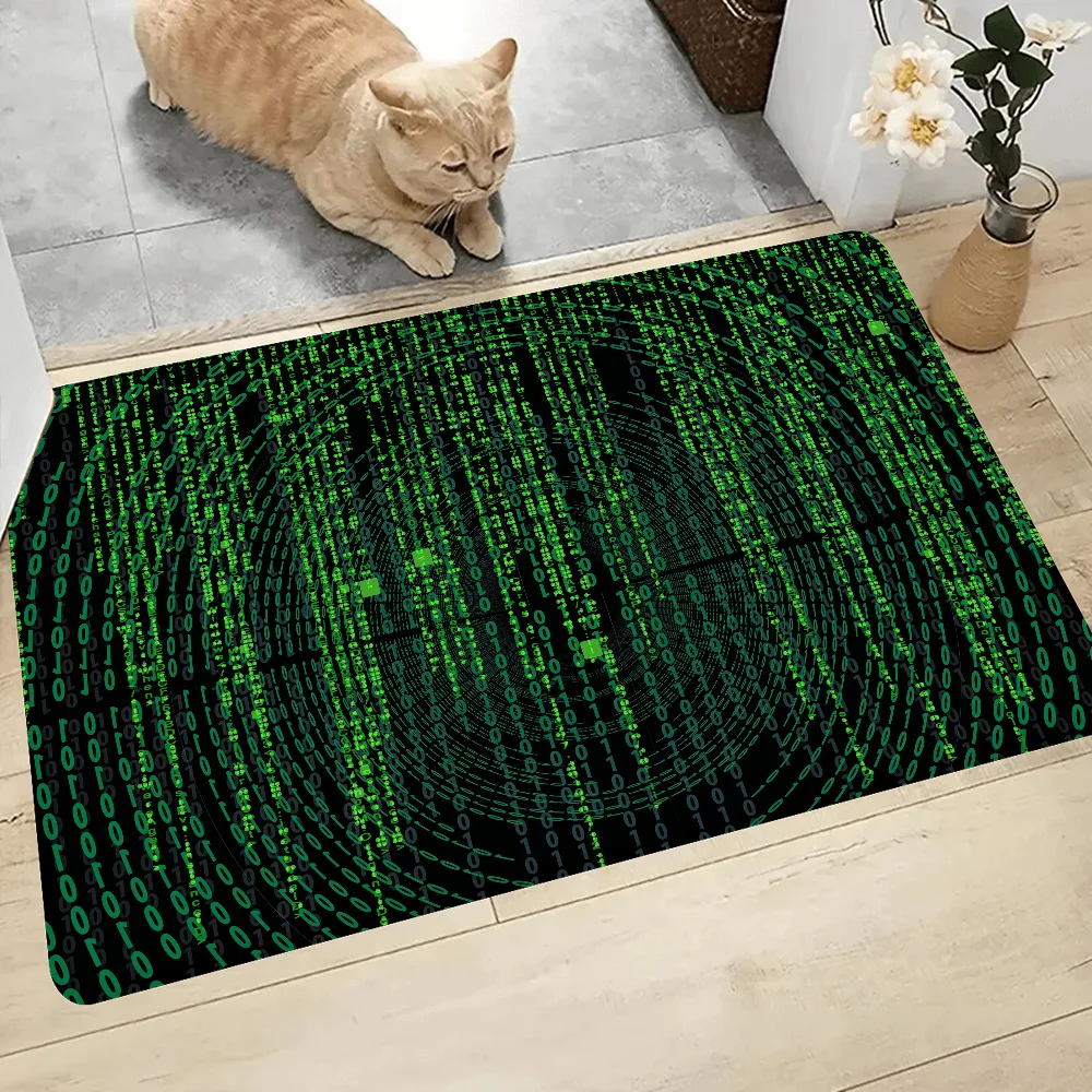 Binary Code The Matrix Program Chart Hallway Carpet Washable Non-Slip Living Room Sofa Chairs Area Mat Kitchen Doormat Area Rug 5