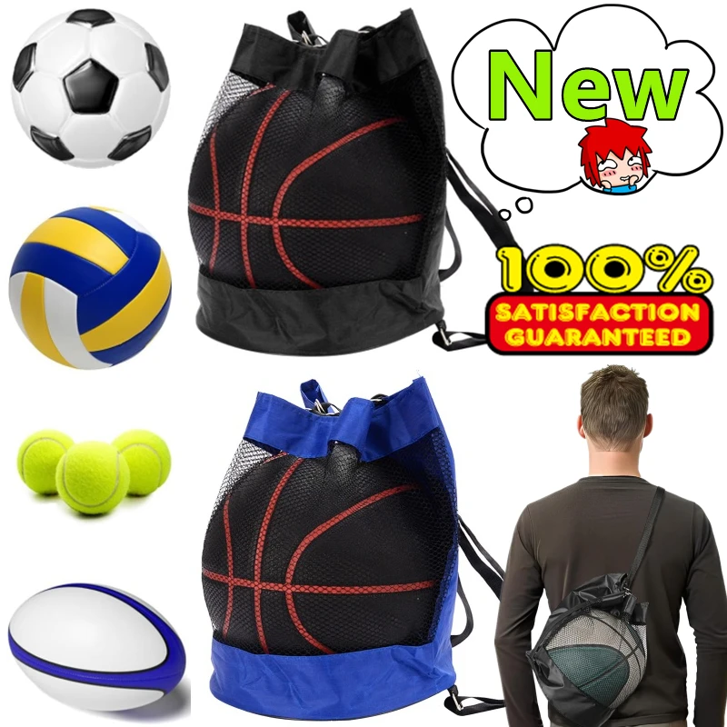 

New 2 Colors Portable Basketball Mesh Bag Outdoor Football Soccer Storage Volleyball Backpack Ball Fitness Training Bag Cover