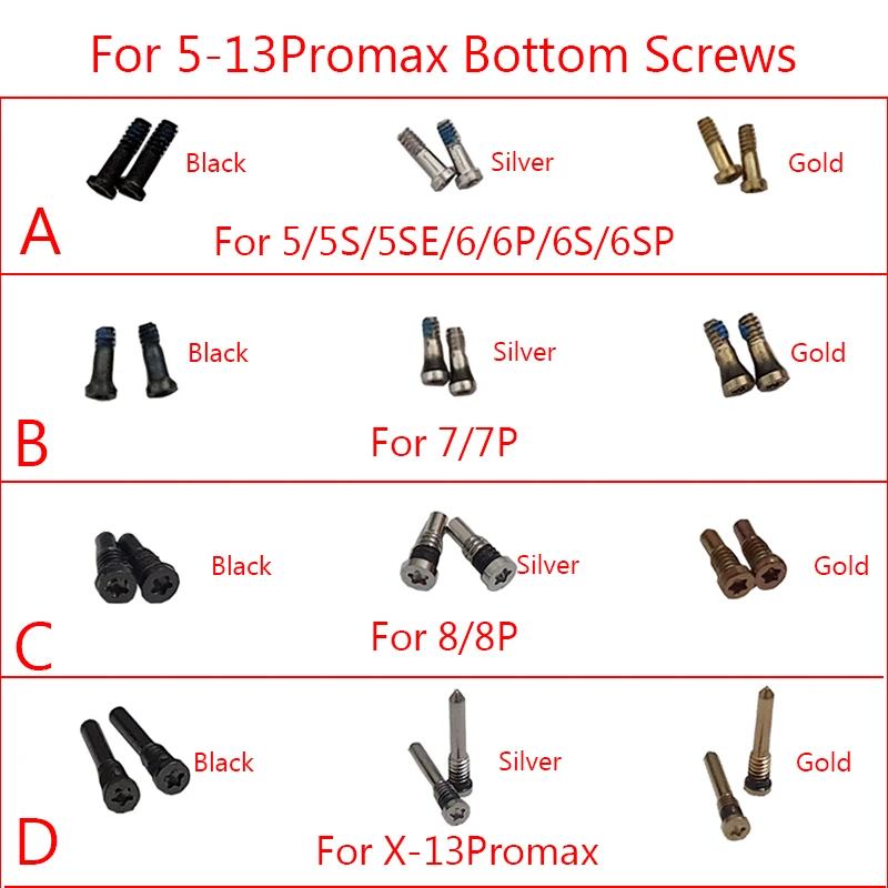 

100PCS Pentalobe Bottom Screws for iPhone 14 13 12 11 Pro Max Mini X Xs 8 Plus 8p 7 6s 6SP 6 6P 5s Torx Screw 5 Point Star Screw