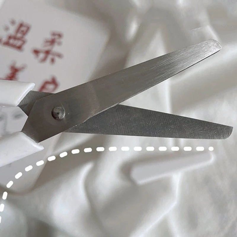 White Portable Stainless Steel Safety Scissors for Kids & Students 2
