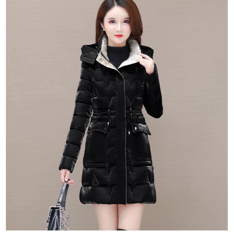 

Women's Clothing 2023 New Middle-Aged Winter Down Cotton Jacket Parka Hooded Thicken Warm Coat Female Loose Overcoat Ladies Tops