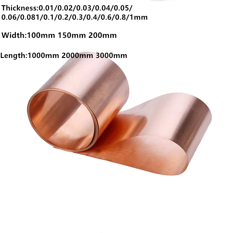 

99.9% Pure Copper Cu Metal Sheet Foil Plate For metal processing 0.01-1mm Thickness 100-150mm width 1000/2000/3000mm Length
