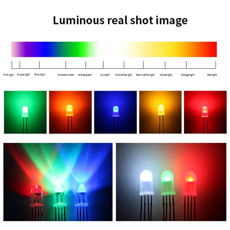 50pcs F3 F5 Colorful Rgb Led Diode DIP Small Leds 3MM 5MM Quick Slow Flash Lamps Red Green Blue Beads