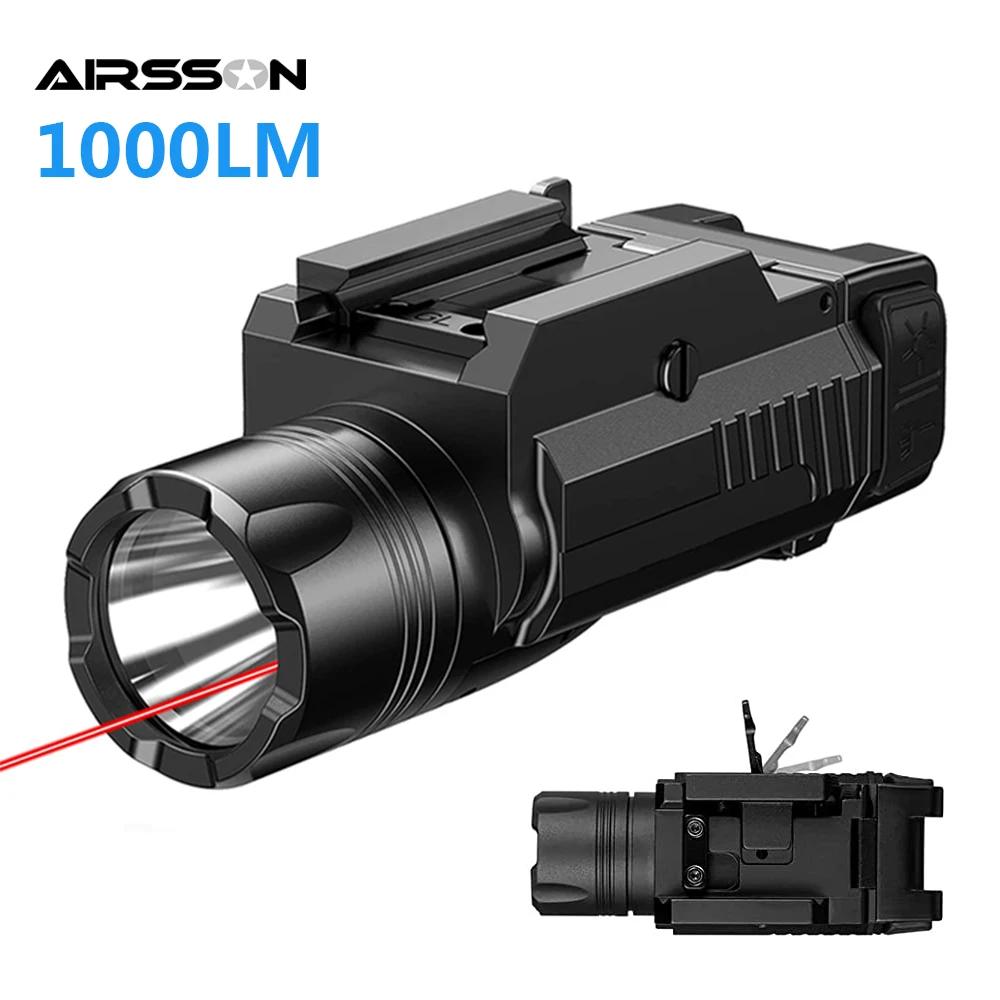 1000LumensTacticalWeaponGunLightRedGreenLaserSightHandgun
