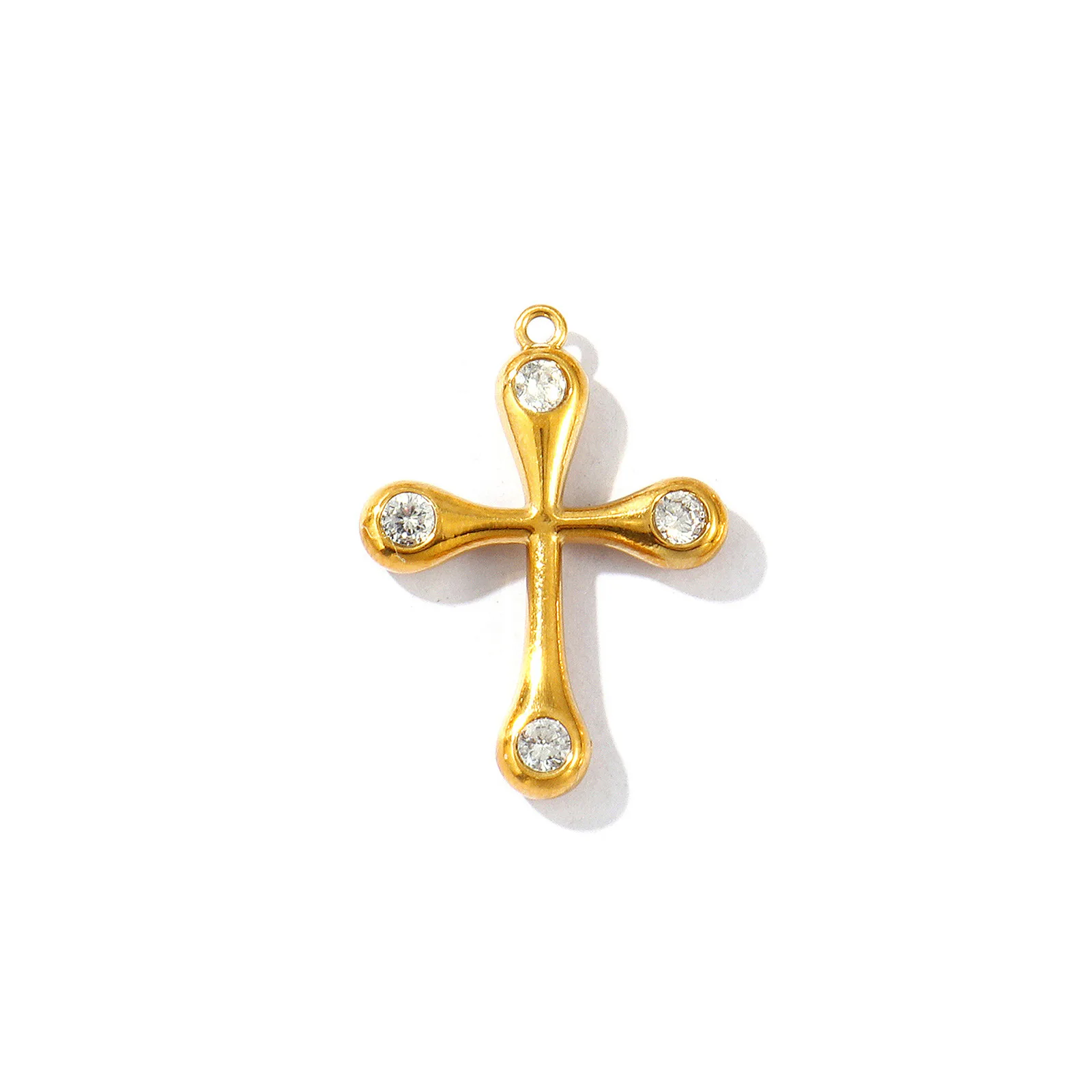1 Stück religiöser Anhänger mit kubischem Zirkonia, 18 Karat vergoldet, Jungfrau Maria Kreuz, 304 Edelstahl, für DIY-Halskettenherstellung – Detail 6
