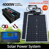Système d'énergie solaire 2000W 110V/220V, panneau solaire 4000W, onduleur, contrôleur de charge de batterie 12V pour usage domestique/extérieur 1