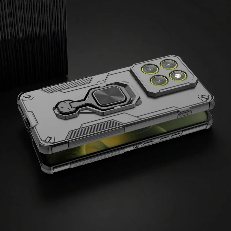 Enhanced Metal Bracket Phone Case with Car Holder Support and Protective Bumper Design