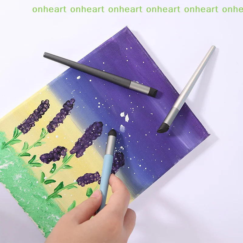 [C]유화용 세척 가능한 스케치 러빙 브러쉬 1/3개 재사용 가능한 드로잉 아트 블렌더 스펀지 펜 파스텔 도구