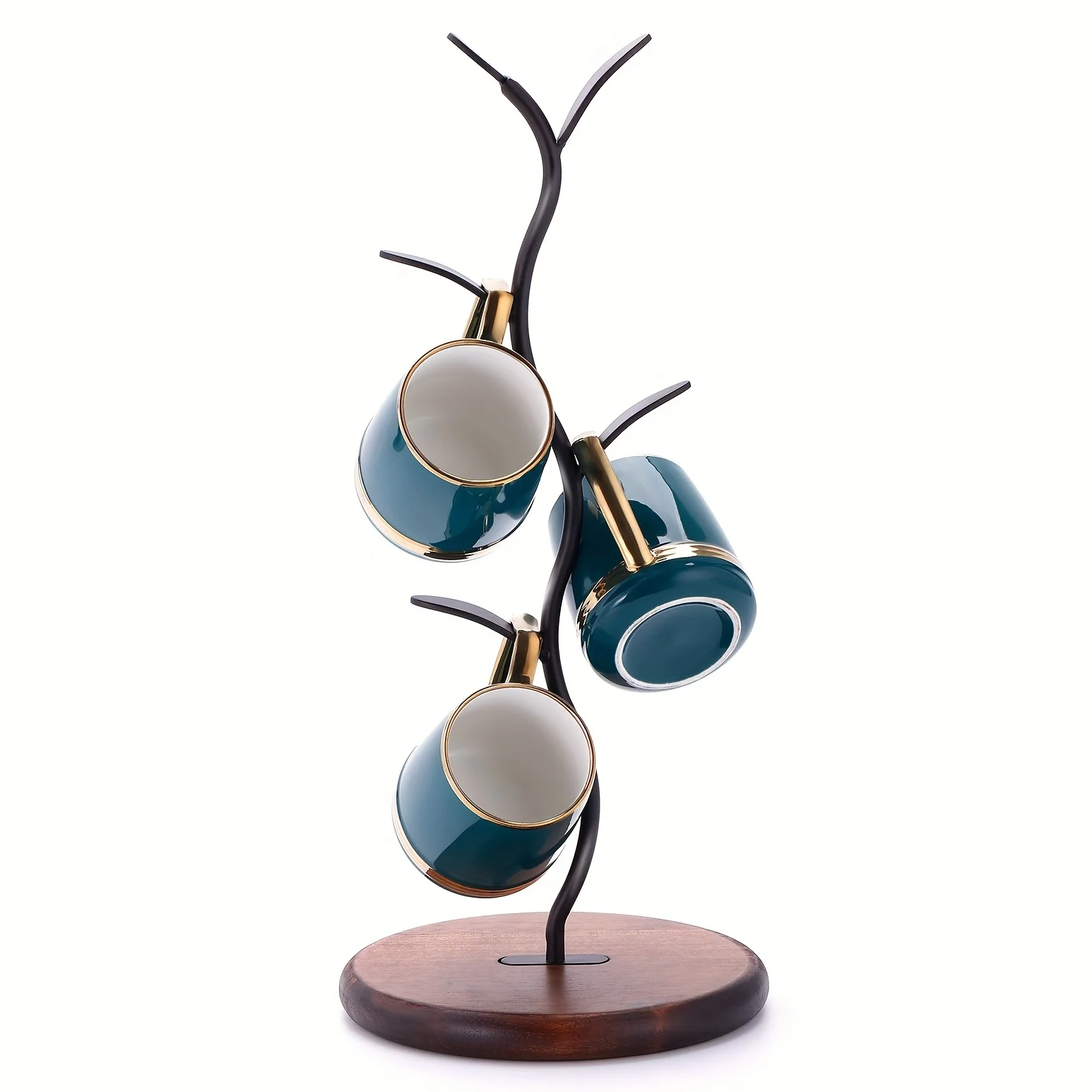 1 pc Wooden Countertop Mug Holder-Spacious for Multiple Mugs, Elegant Modern Design, Free-Standing Mug Tree Stand for Easy Ac