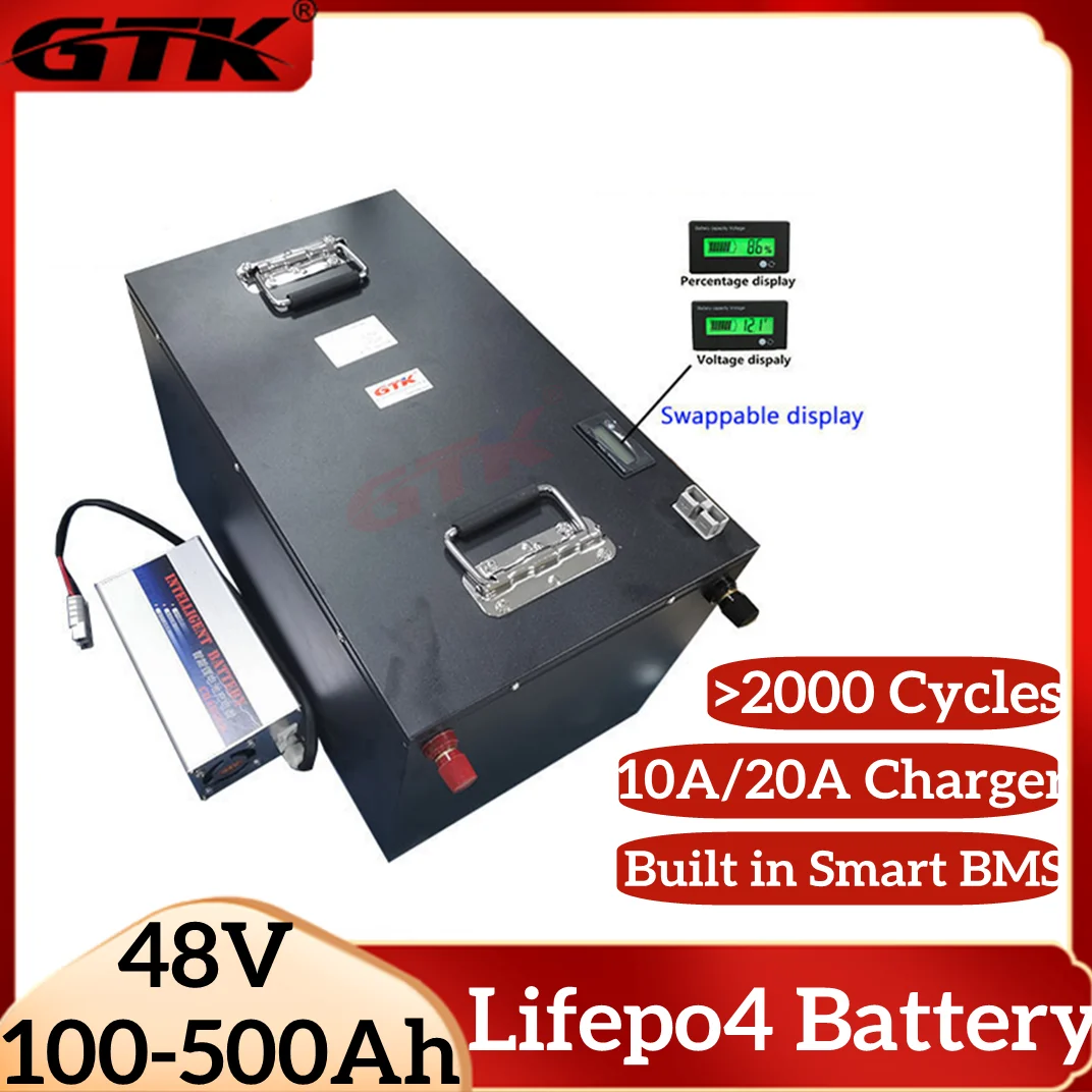 

GTK 48V 200Ah Lithium Battery 100Ah 120Ah 150Ah 180Ah 300Ah 400Ah 500Ah Lifepo4 for 4000W 9000W Solar Photovoltaic System RV EV