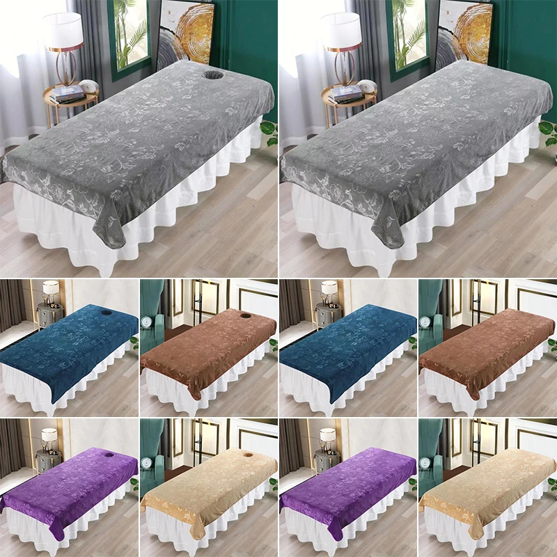 Soft Flannel Velvet Beauty Bedspread Beauty Bed Sheet SPA Massage Treatment Bed Table Cover Salon Sheet With / Without Hole