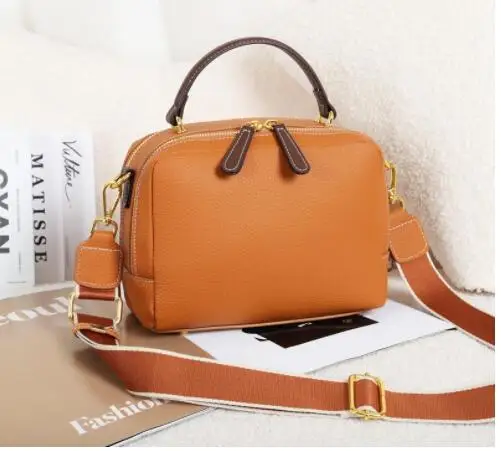 Fashion women new leather first layer cowhide messenger handbag casual shoulder bag 9002