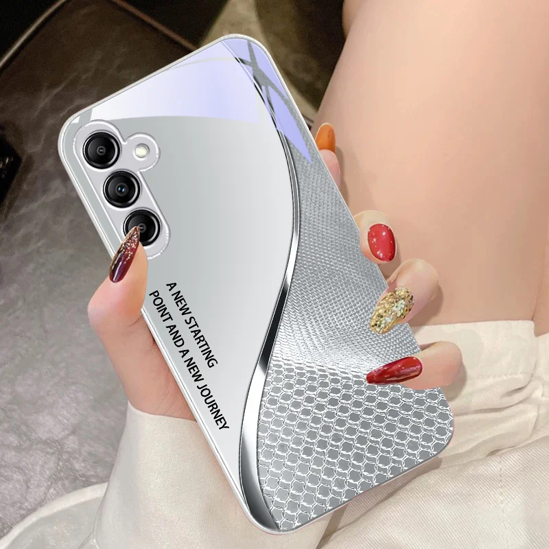 Mesh Curve Texture Tempered Glass Phone Case