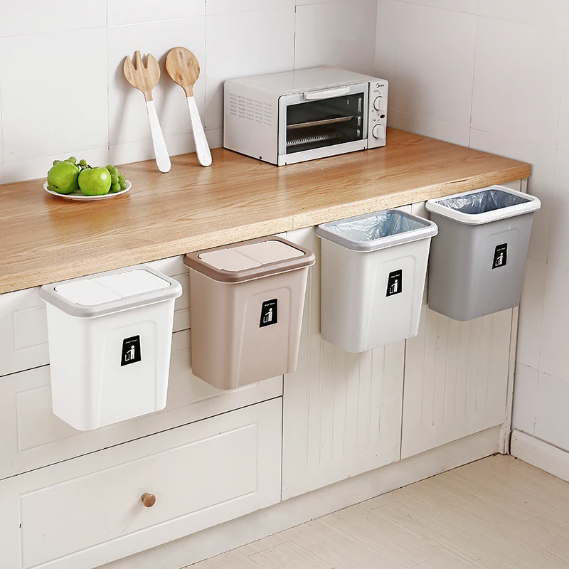 

Creative fashion hanging trash can kitchen door cupboard hanging debris storage bucket desktop garbage storage box.