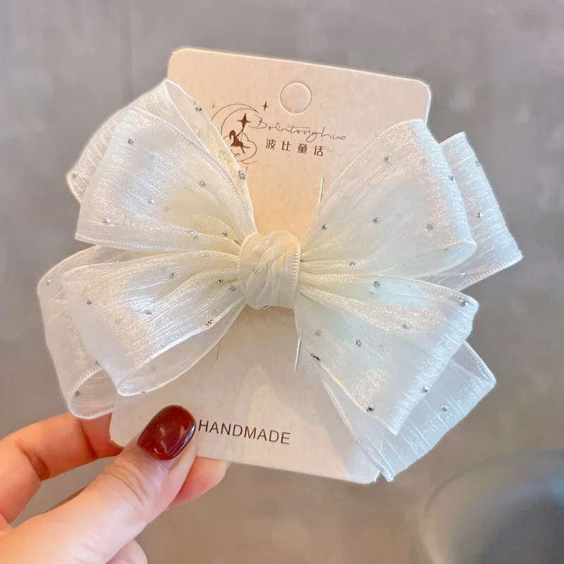 1 Piece Summer Thin Mesh Kids Girl Hair Clip Sweet Big Bow Korean Fashion Barrettes for Children Cute Hair Accessories Headwear