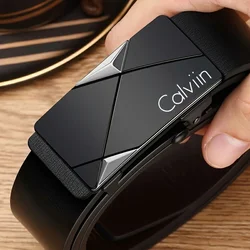 Elegant PU Leather Belt for Men - Versatile Fashion Accessory with Automatic Buckle (Silver)