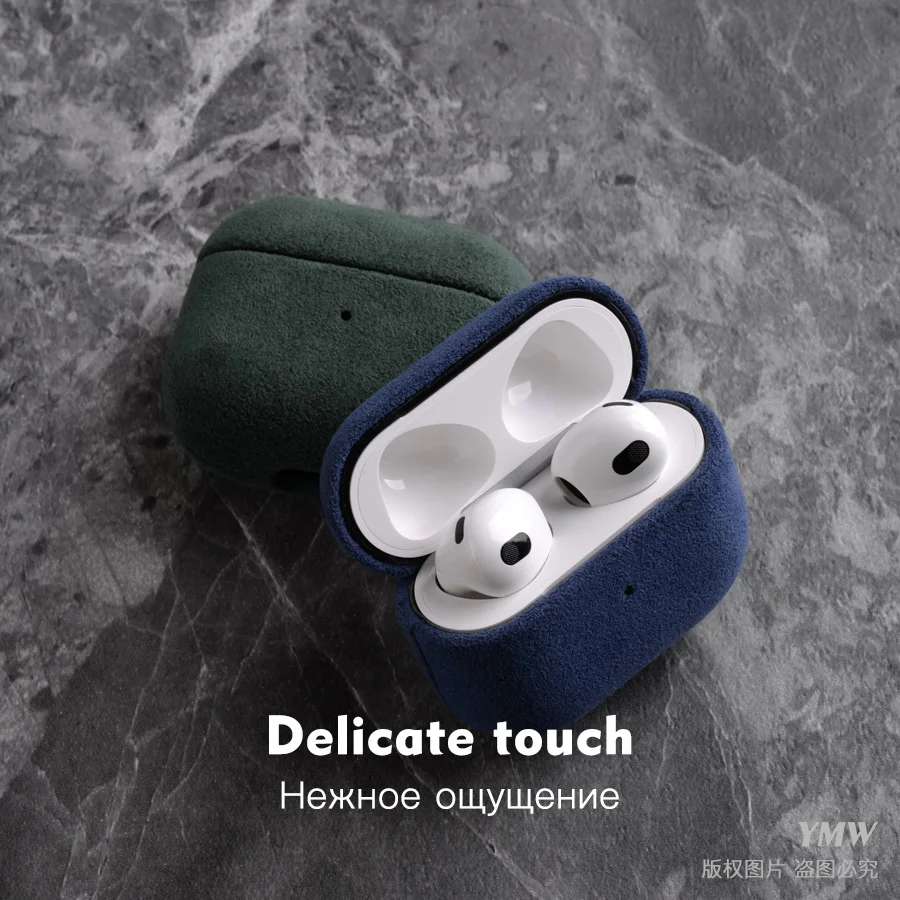 Case para Airpods Camurça de Luxo Artificial para Airpods Geração sem Fio Alcantara Cases Couro 3rd Fone Ouvido Capa Ymw 3 - Image 3