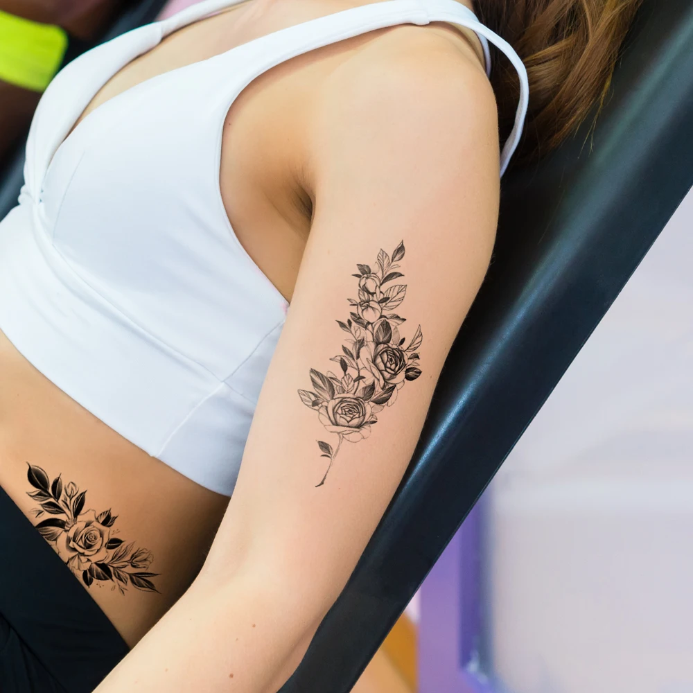 Waterproof Temporary Fake False Tattoo for Cool Men Sexy Women,Wholesale Water Transfer Sticker,20 Pieces/Set,Flowers Lion Skull