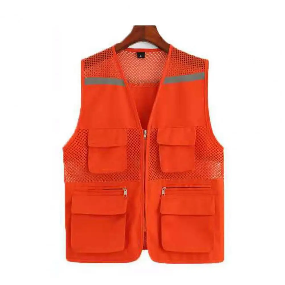 thumbnail image 1 of Chaleco de seguridad reflectante Chaleco de pesca de director de rayas reflectantes con múltiples bolsillos para hombres Malla ligera para niños, 1 of 5