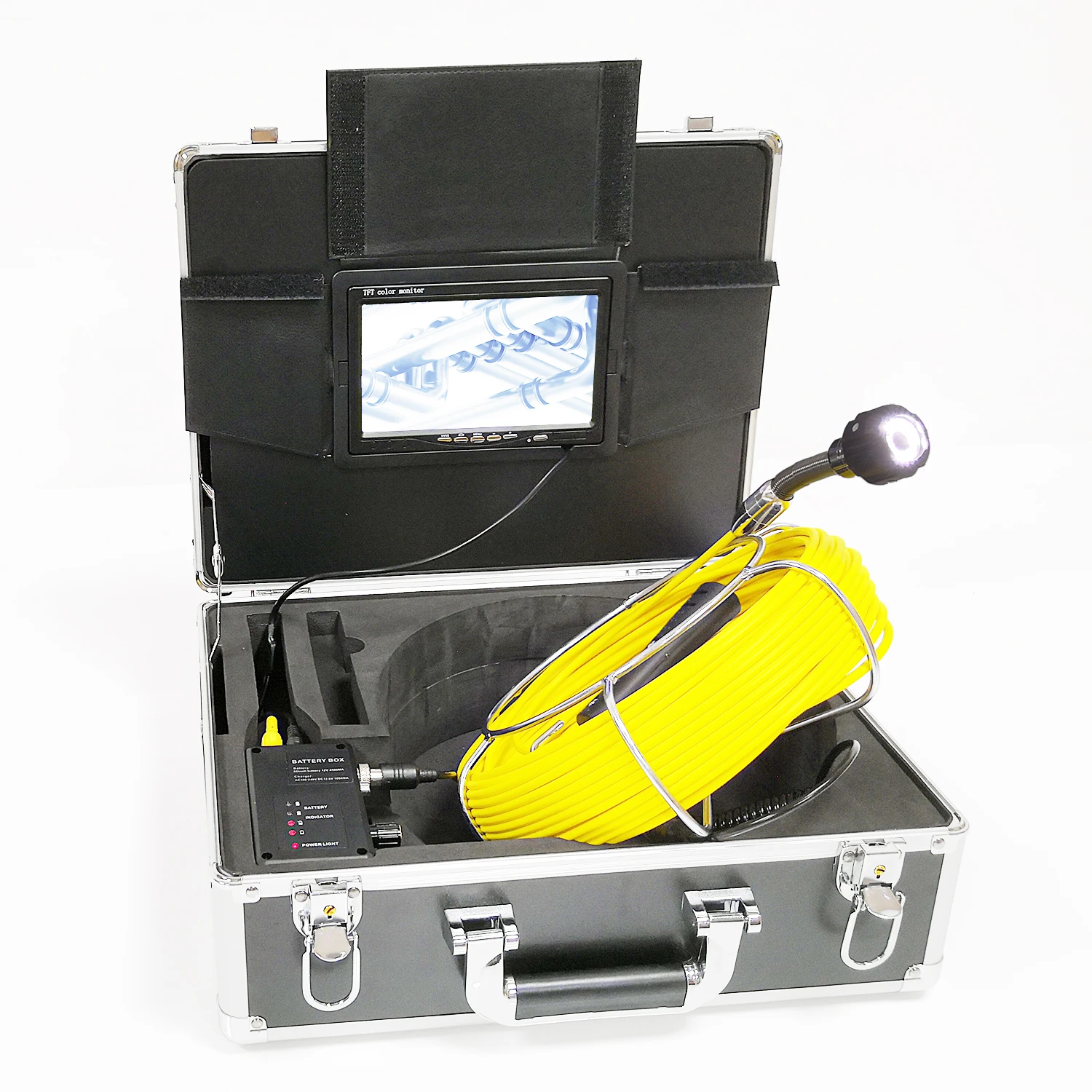 

7-дюймовый монитор, кабель 20 м, подводная видеотрубка, система камер для осмотра с 12 белыми фотографиями, используемых для осмотра труб