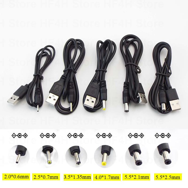 Type A USB Male Port To DC 5V 2.0*0.6mm 2.5*0.7mm 3.5*1.35mm 4.0*1.7mm 5.5*2.1mm 5.5*2.5mm Plug  Jack Power Cable Connector B4