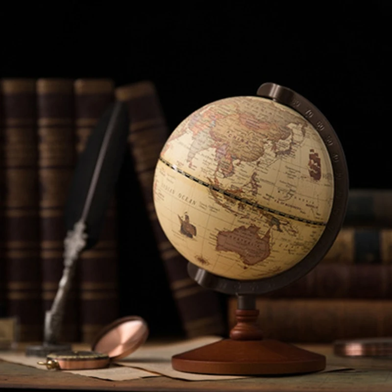 Wooden World Globe With Stand Home Decoration School Education Supplies For Student  Earth Map Terrestre Vintage Globes 22X14CM 10