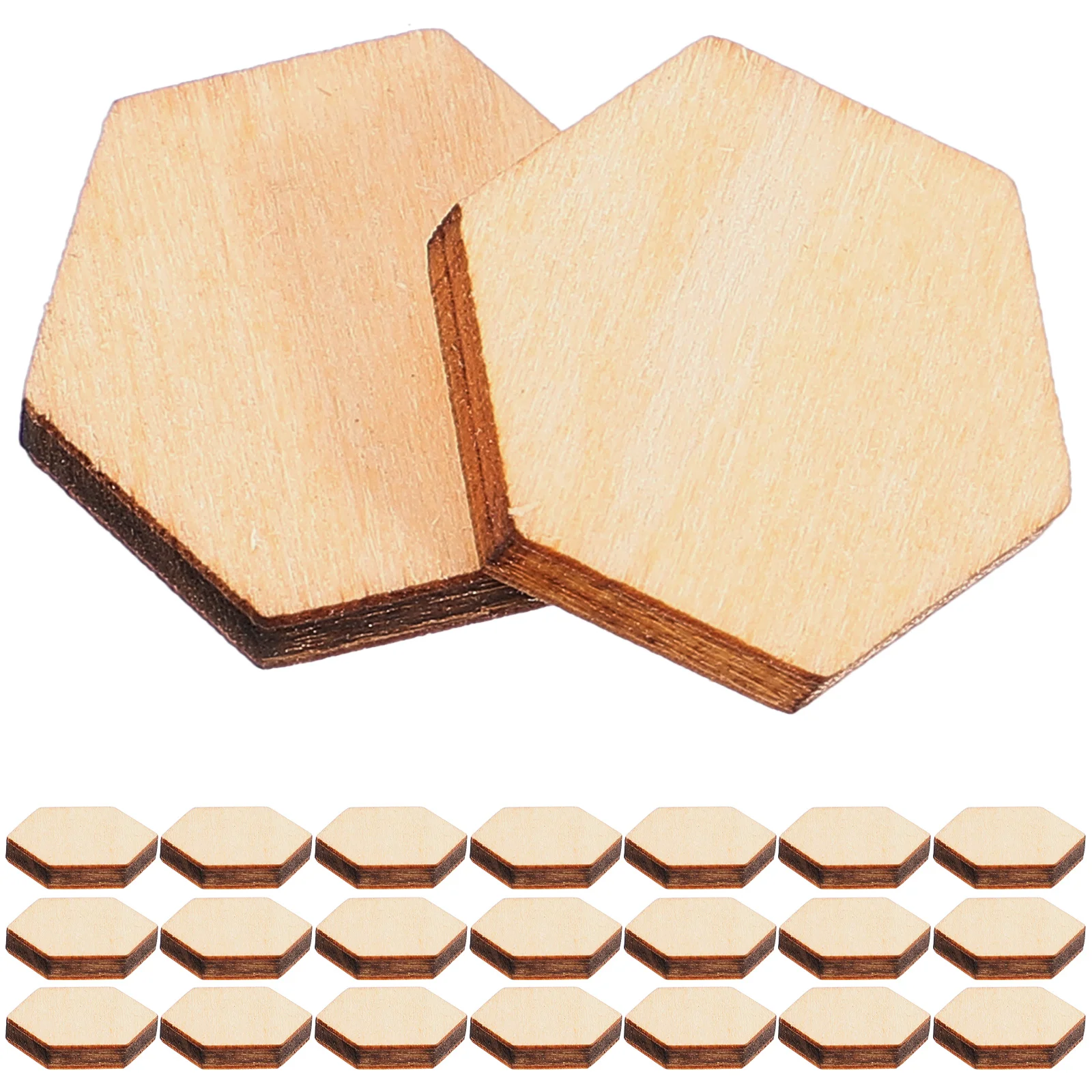 

200PC Unfinished Wood Pieces Hexagon Wooden Slices DIY Wood Cutouts Blank Wood Pieces Embellishments Gift Tags for Kids
