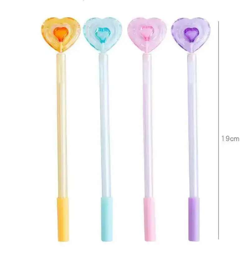 1-teiliges kreatives Kristall-Liebes-Gelschreiber, transparent, für Büro, Schule, Schreibwaren, niedlich, Kawaii, farbig, süß, reizend – Detail 14