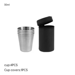 Set of 4 Nestable Stainless Steel Camping Cups - Portable Travel Mugs for Coffee, Whiskey, and Outdoor Adventures (30ml)