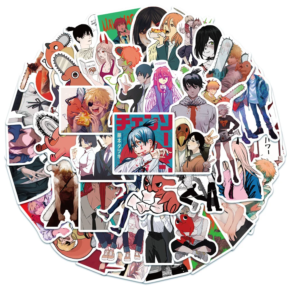 

10/30/50PCS Japanese Horror Comics Chainsaw Man Sticker for Luggage Laptop IPad Skateboard Journal Waterproof Sticker Wholesale