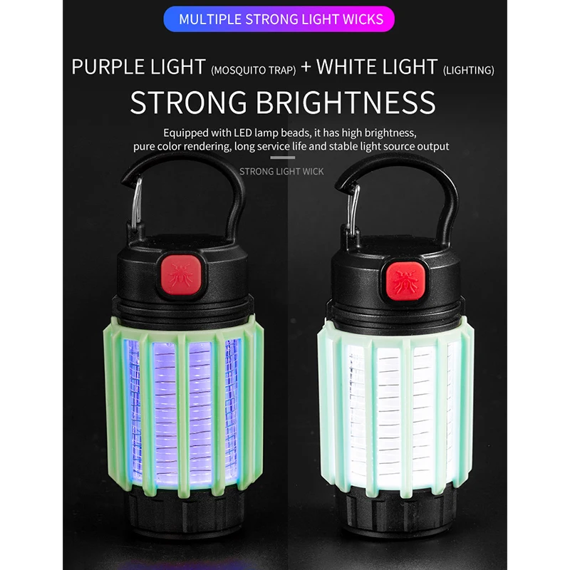 MINI USB Rechargeable LED Electric Shock Mosquito Killer Lamp Portable Lighting Mosquito Trap Household Repellent Lamp