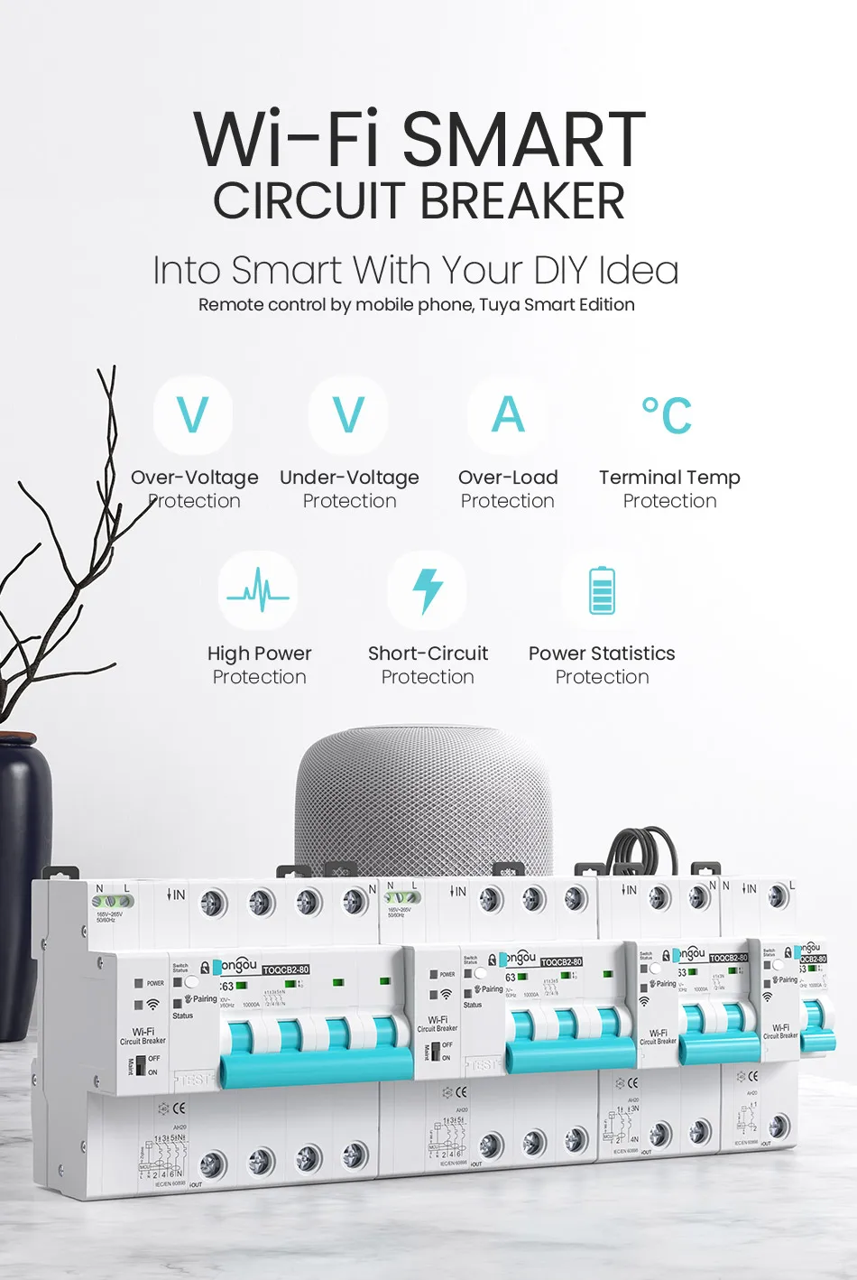 Description Picture 2 of itemTUYA MCB WIFI Power Metering Circuit Breaker Smart Life Timer Remote Control Automatic Wireless Interruptor Reclosing Switch