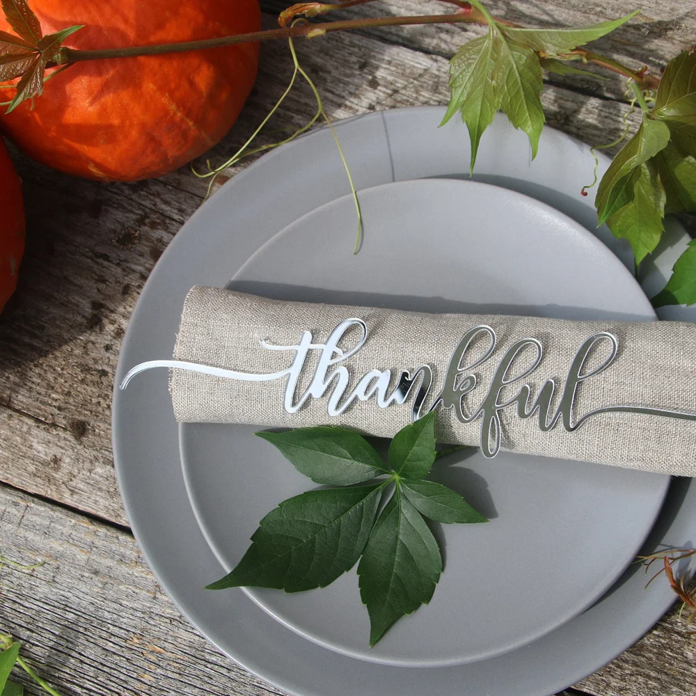 Custom Thanksgiving place card Thanksgiving table decor Thanksgiving Place Setting Grateful Thankful Blessed Place Cards