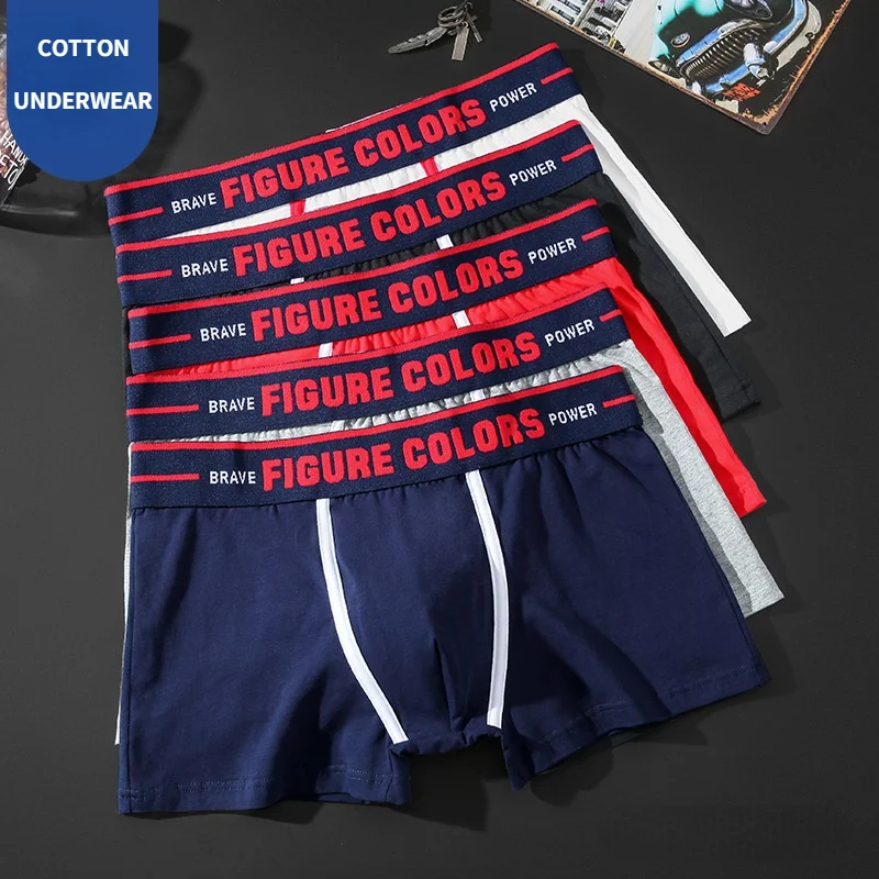 

Men's Underwear Boxers Shorts Cotton Soft U Convex Low Waist Panties Elastic Letter Briefs Male Soft Underpants Plus Size M-3XL