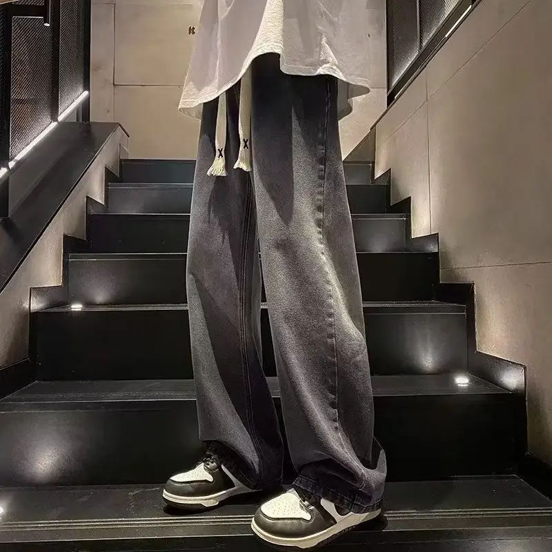 

Men's Wear New Casual Jeans Trousers Spring Loose Wide Leg Pants 2023 Men High Quality Korean Fashion Graduated New Denim A87