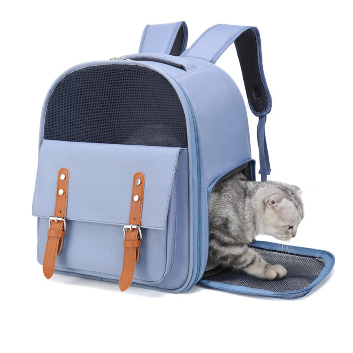Portable Cat Carrier Backpack - Breathable Oxford & Mesh, Adjustable Straps 39x32x25cm (15.3x12.5x9.8in) for Vet/Travel Portable Cat Carrier Backpack - Breathable Oxford & Mesh, Adjustable Straps 39x32x25cm (15.3x12.5x9.8in) for Vet/Travel