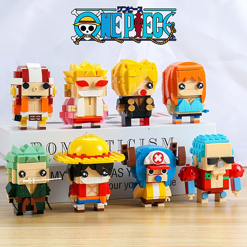 

Anime ONE PIECE Figure Model BrickHeadz Building Blocks Cartoon Luffy Nami Zoro Sanji Chopper Hancock Bricks Toy Doll Set Gifts