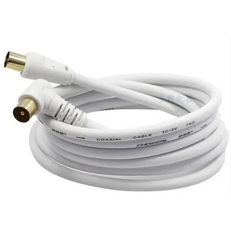 5M 3M 1.5M RF RG6 Quad Shield CL2 Coaxial Antenna Satellite Cable with TV 90 Degree Right Angel Male To Straight Male Connector 5