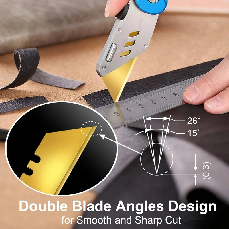 10pcs Utility Knife Blades Heavy Duty Box Cutter Replacement Blades SK2 Steel with Titanium Fully Coating Standard Size,utility knife blades