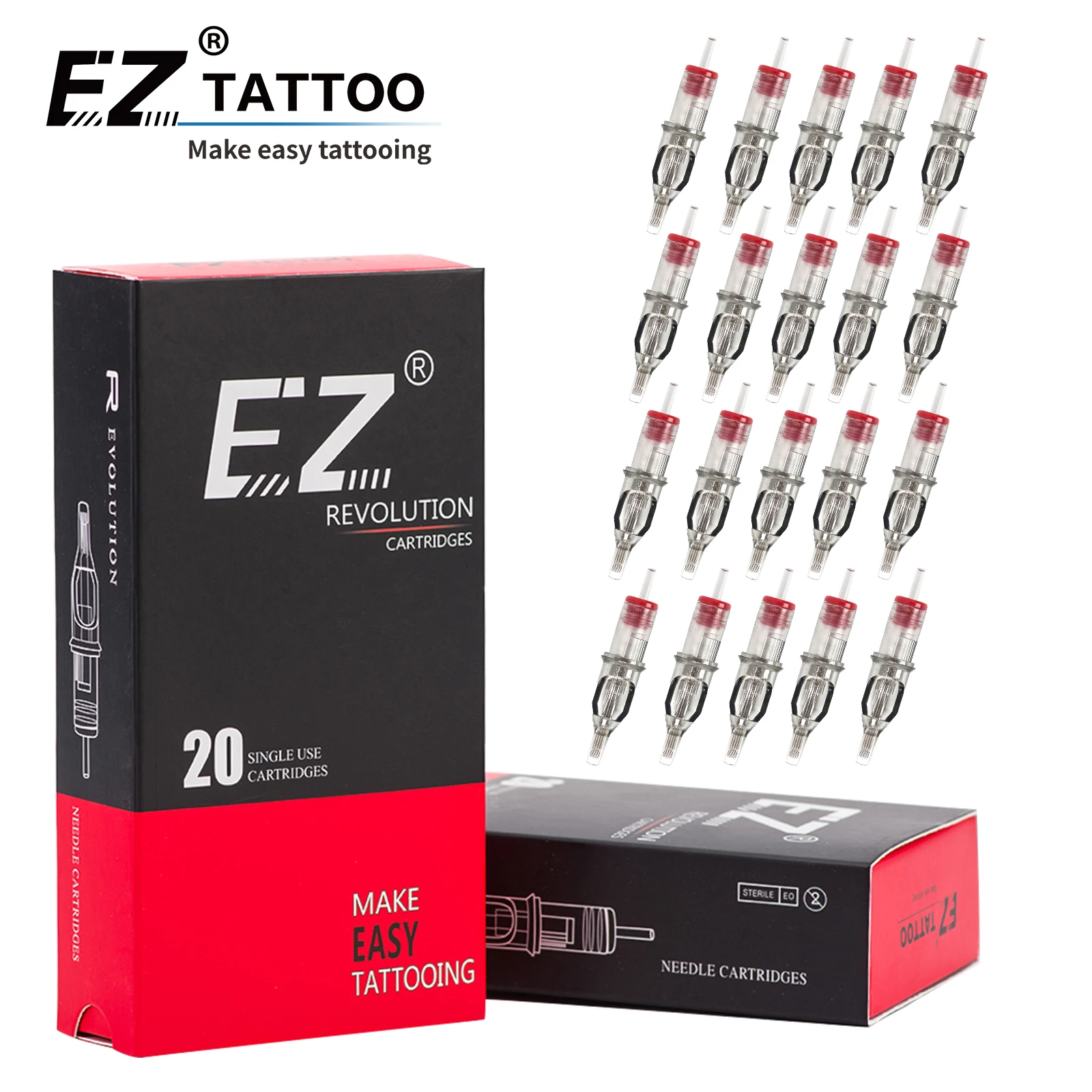 EZ Revolution Tattoo Needle Cartridge # 12 (0.35 MM ) #10 (0.30)  Long Taper Curved Magnum (RM)  for Rotary Machine Supply 20Pcs self supplied creality ender 3 s1 3d printer double gear direct injection machine curved spring leaf publishing and printing