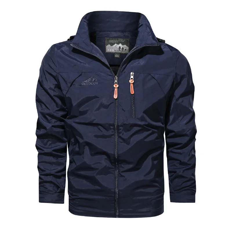 Hot Sale 5XL Mens Outdoor Hiking Jackets Autumn Military Multi-pocket Tactical Safari Fishing Waterproof Hooded Thin Cargo Coat