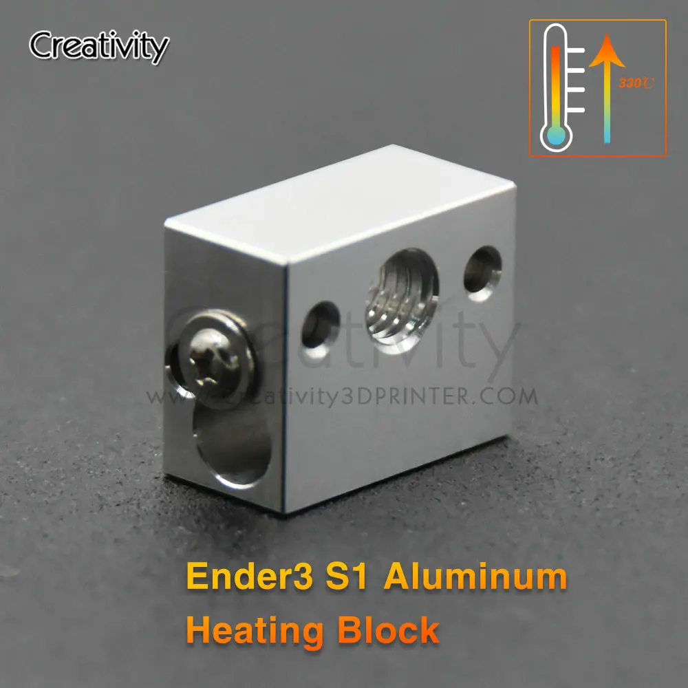 1PCS Heater Block  V5 V6 Volcano PT100 MK8 Heater Block for Print Head Extruder J-head CR10 Ender3/v2 SW-X1 Aluminum Block