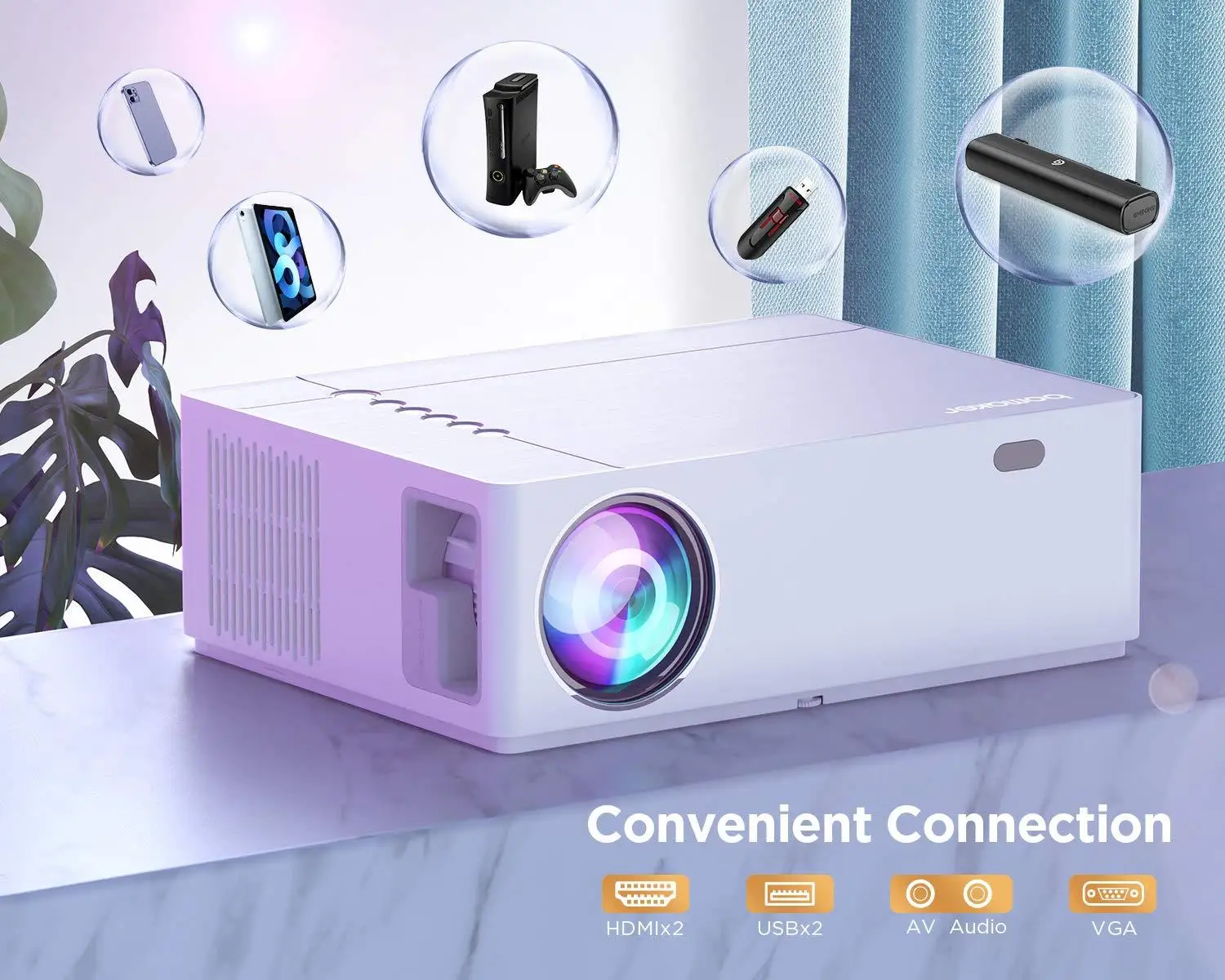 projector mobile BOMAKER 7000Lumens LED Portable Projector Native 1920*1080 HD 1080P Supported Home HDMI USB Outdoor Movie Proyectors viewsonic projector